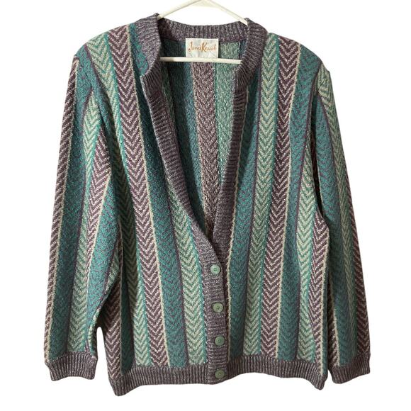 Vintage 80’s James Kenrob Union Made Cardigan Geometric XL - Picture 1 of 8